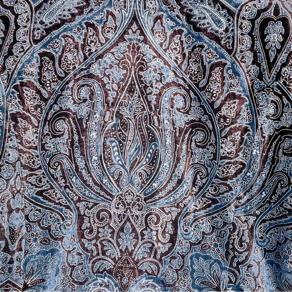 Coldwater Creek Boho Blue and Brown Velvet Burnout Mock Neck Blazer L - Picture 9 of 12